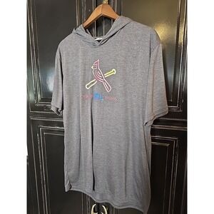 St. Louis Cardinals Fan Promo Adult XL Gray Short Sleeve Hooded T-Shirt Shane Co
